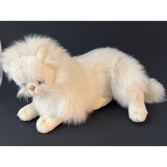 Realistic 18" Long Hair White Kitty Cat Tina's Toys Plush Stuffed Animal - Picture 1 of 6